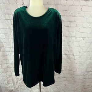 Vtg tanuja Dior Deep Green velour tunic top sz 1x 80s 90s cosplay holiday